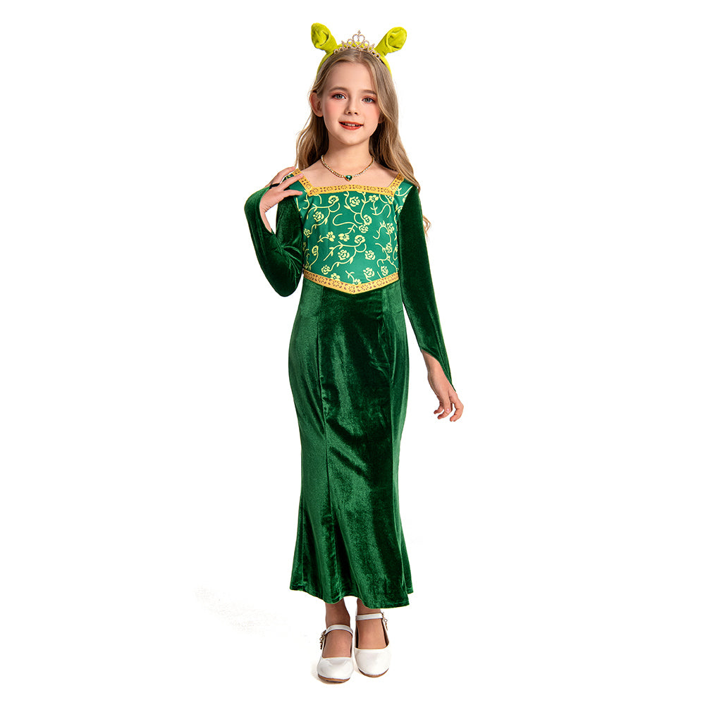 Kinder Mädchen  Shrek Prinzessin-Fiona Kleid Cosplay Kostüm Outfits Party Verkleidung Anzug