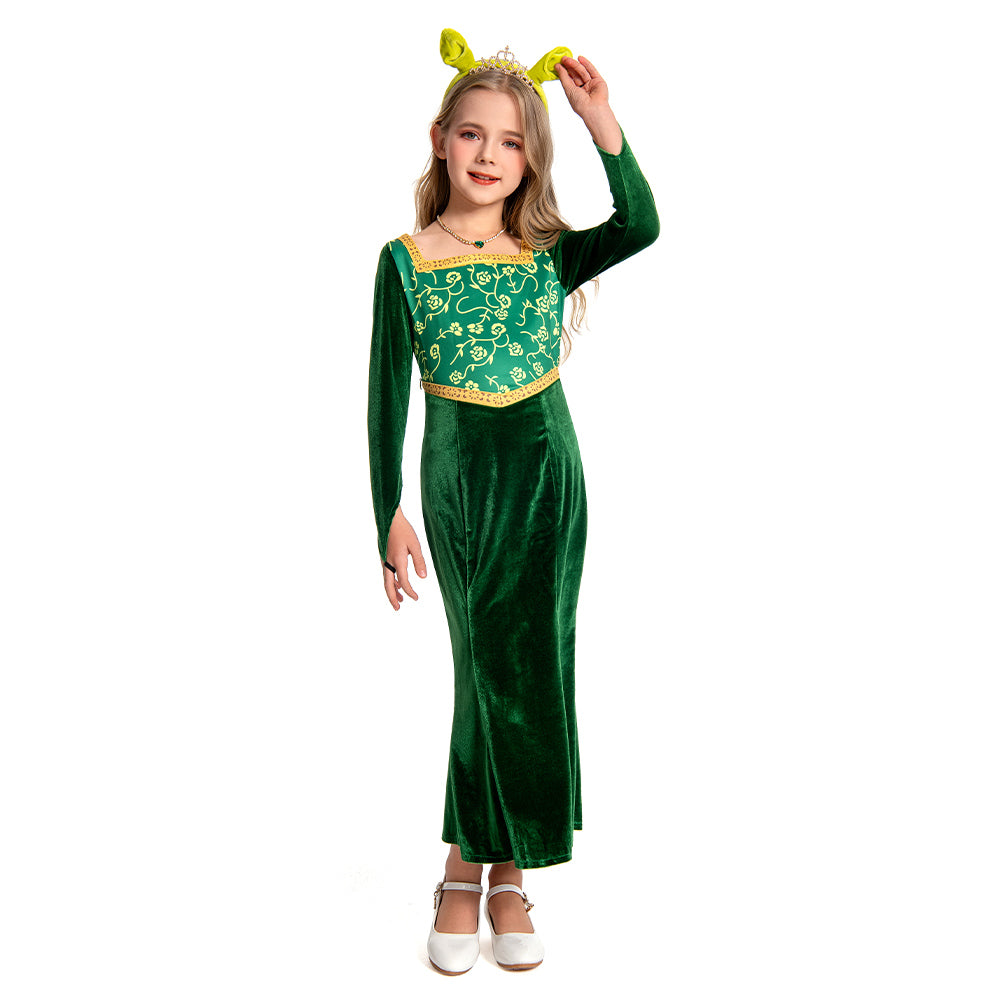 Kinder Mädchen  Shrek Prinzessin-Fiona Kleid Cosplay Kostüm Outfits Party Verkleidung Anzug