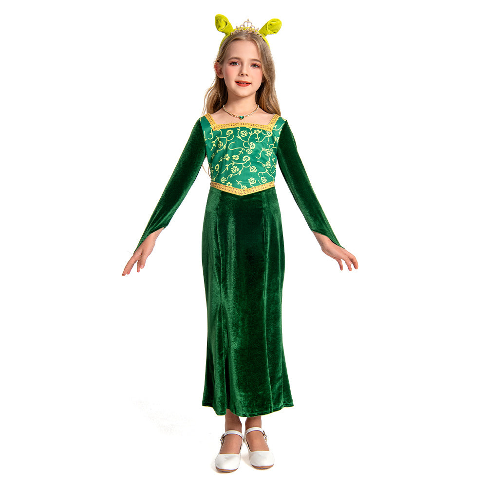 Kinder Mädchen  Shrek Prinzessin-Fiona Kleid Cosplay Kostüm Outfits Party Verkleidung Anzug