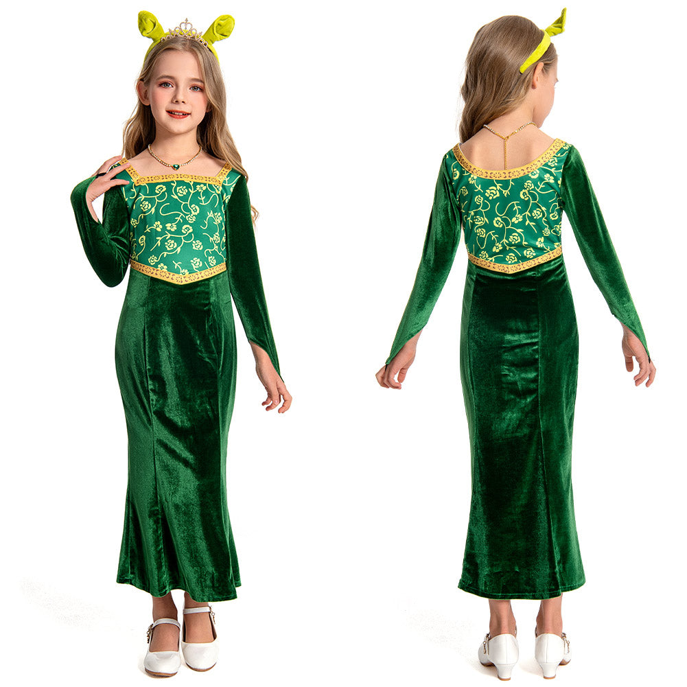Kinder Mädchen  Shrek Prinzessin-Fiona Kleid Cosplay Kostüm Outfits Party Verkleidung Anzug