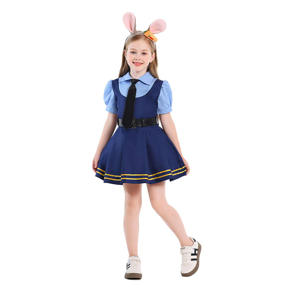 Kinder Mädchen Zootopia‌ Judy Hopps Kleid Cosplay Halloween Karneval Kostüm