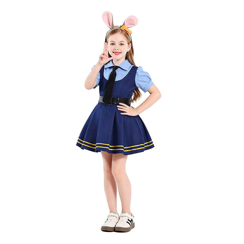 Kinder Mädchen Zootopia‌ Judy Hopps Kleid Cosplay Halloween Karneval Kostüm
