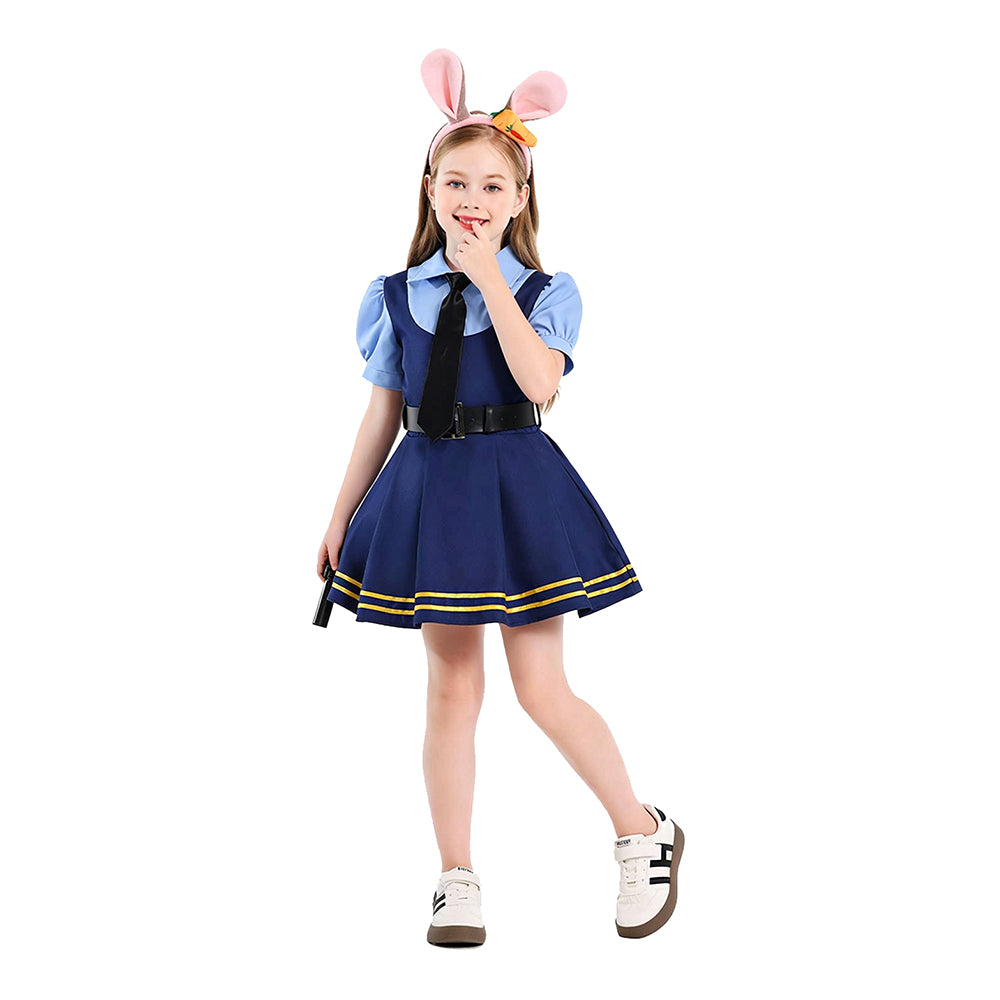 Kinder Mädchen Zootopia‌ Judy Hopps Kleid Cosplay Halloween Karneval Kostüm