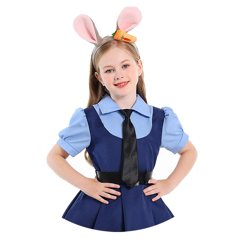 Kinder Mädchen Zootopia‌ Judy Hopps Kleid Cosplay Halloween Karneval Kostüm