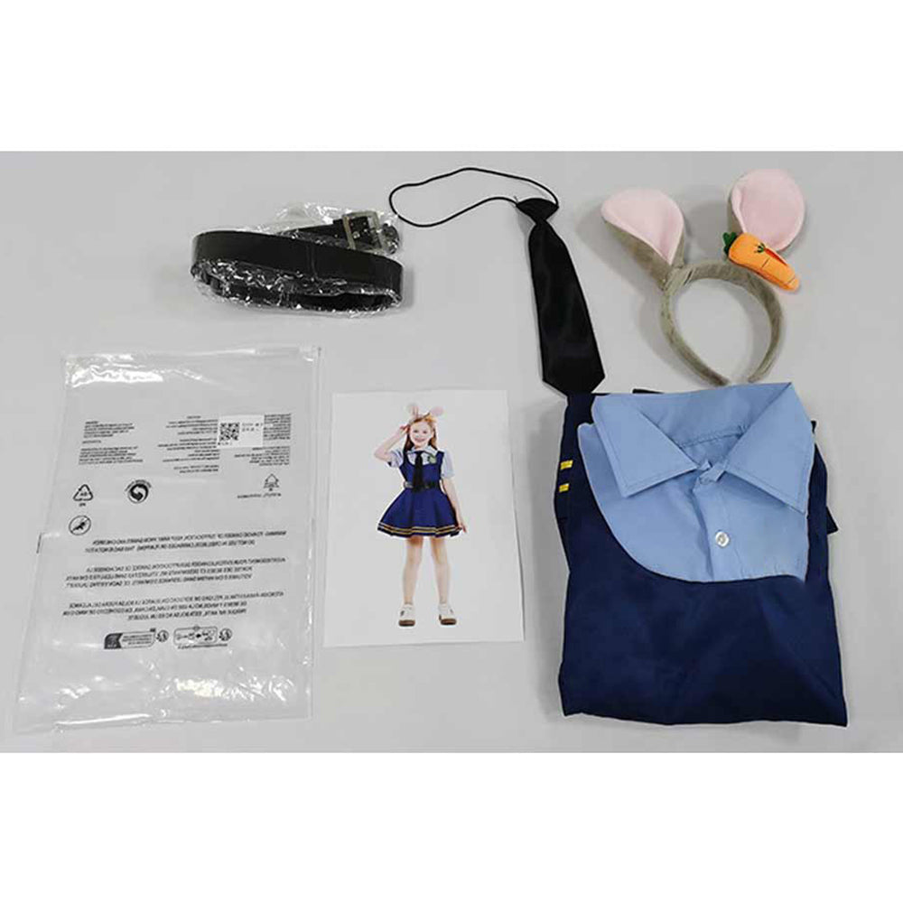 Kinder Mädchen Zootopia‌ Judy Hopps Kleid Cosplay Halloween Karneval Kostüm