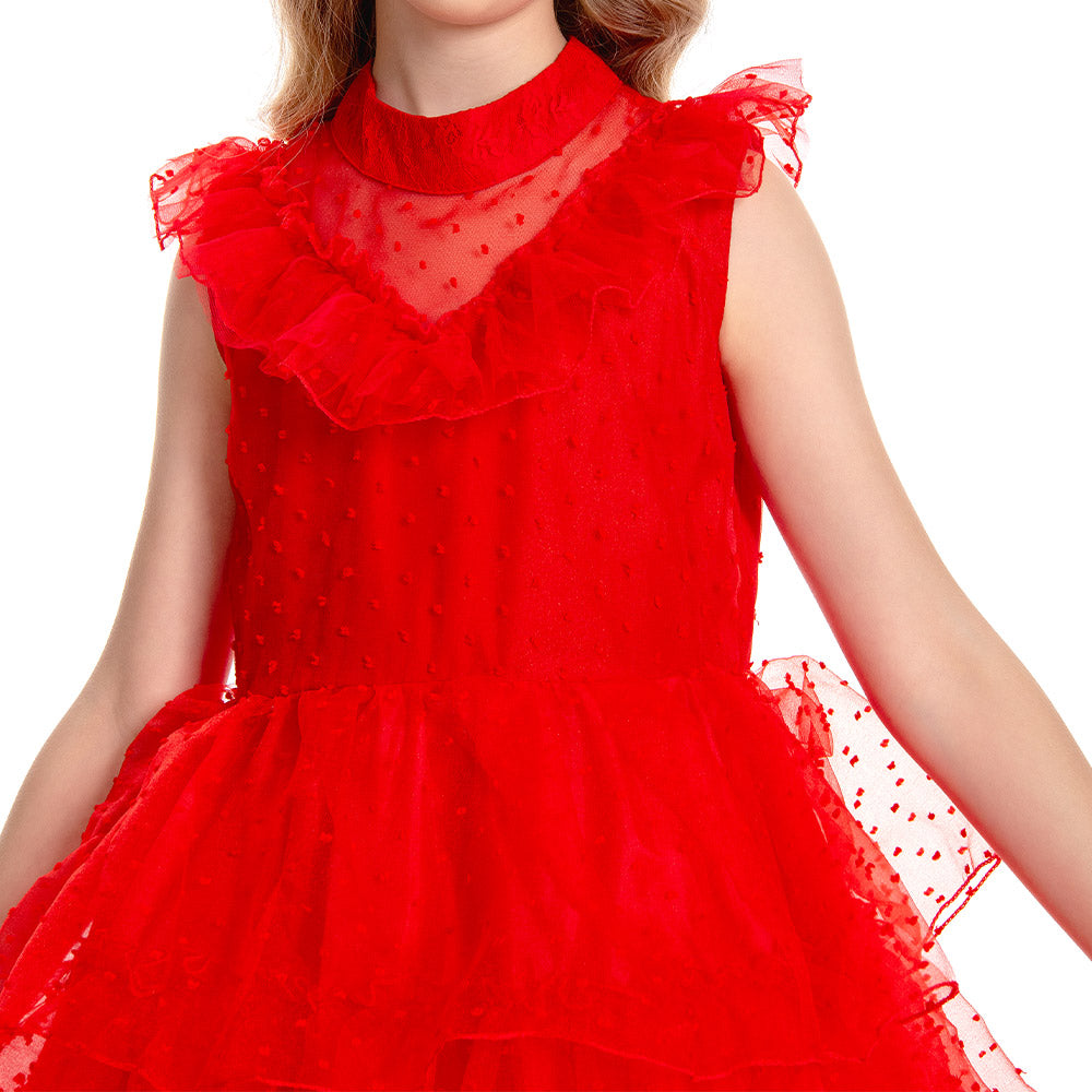 Kinder Mädchen Kleid Lydia Beetlejuice Cosplay Kostüm Outfits Halloween Karneval Anzug