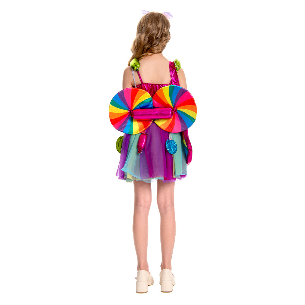 Kinder Mädchen Süßigkeit Cosplay Kostüm Outfits Fantasia Halloween Karneval Party