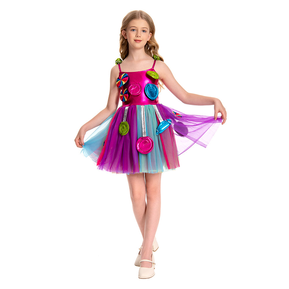 Kinder Mädchen Süßigkeit Cosplay Kostüm Outfits Fantasia Halloween Karneval Party