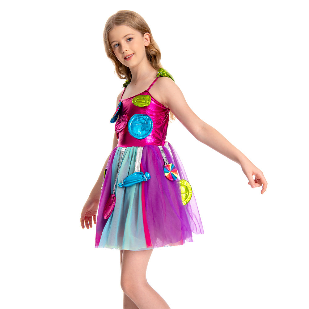 Kinder Mädchen Süßigkeit Cosplay Kostüm Outfits Fantasia Halloween Karneval Party