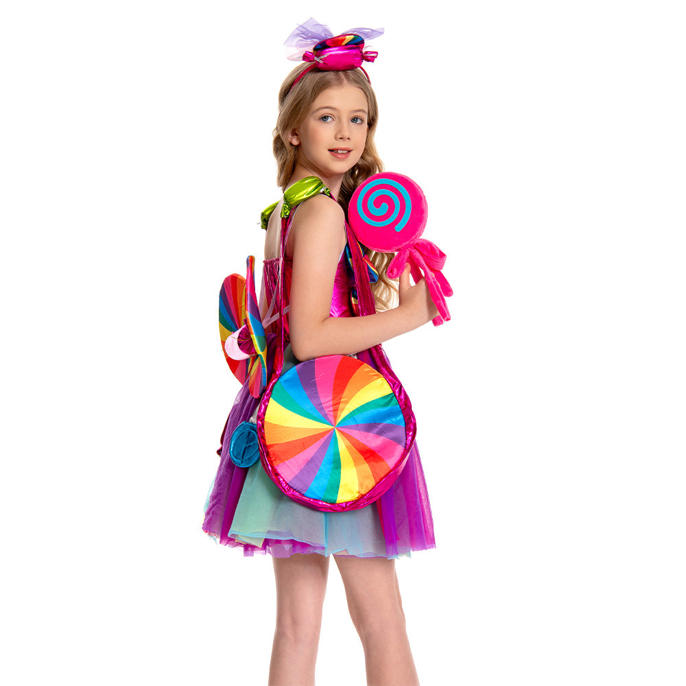 Kinder Mädchen Süßigkeit Cosplay Kostüm Outfits Fantasia Halloween Karneval Party