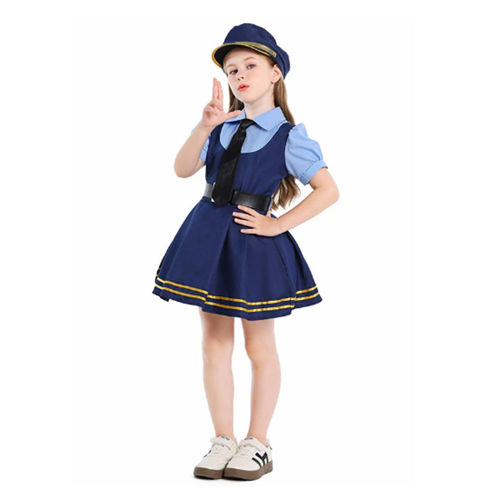 Kinder Mädchen Zootopia‌ Judy Hopps Kleid Cosplay Halloween Karneval Kostüm