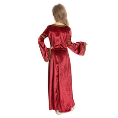 Kinder Retro Medieval Mädchen Kleid Rot Partykleid Kostüm Outfits Halloween Karneval Party Anzug