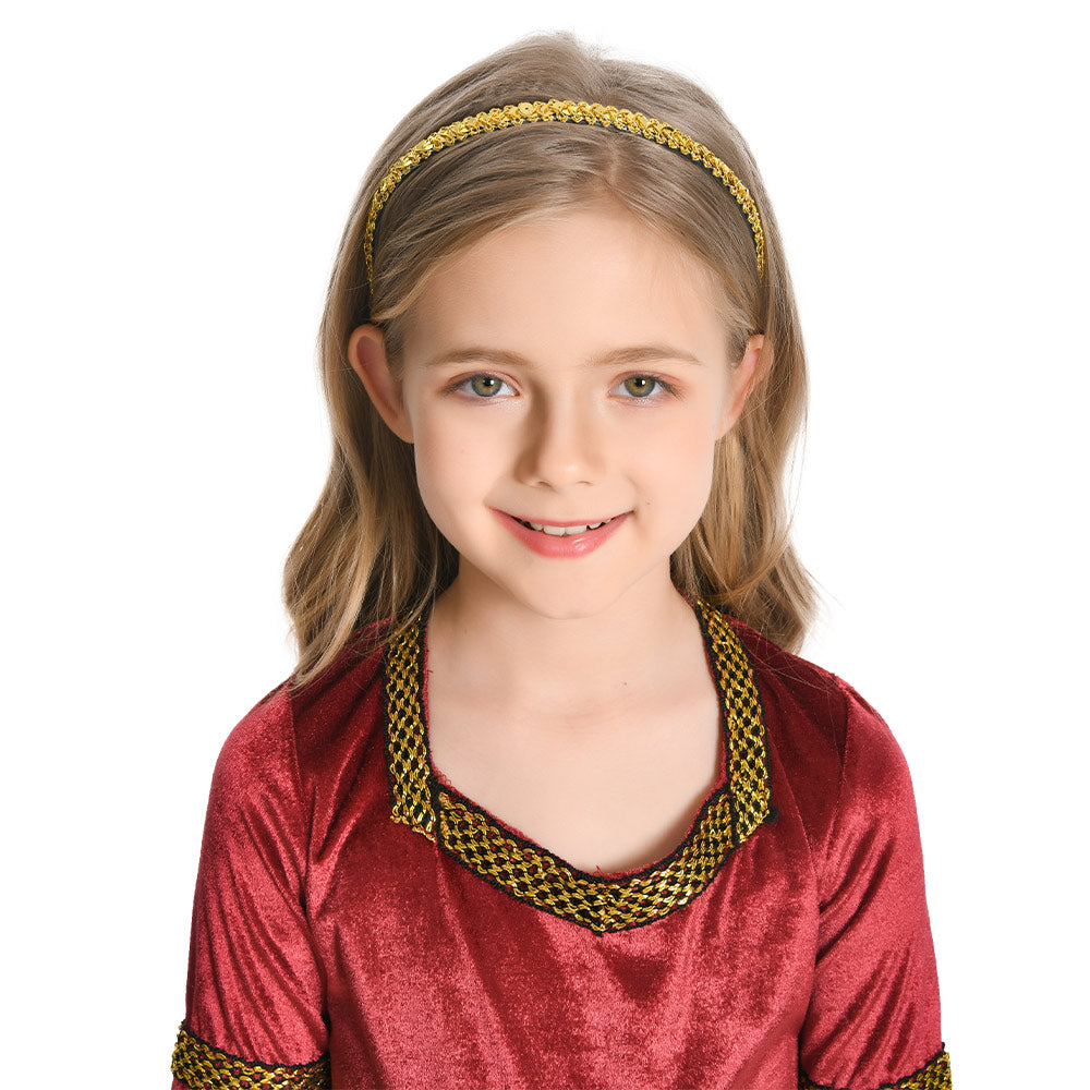 Kinder Retro Medieval Mädchen Kleid Rot Partykleid Kostüm Outfits Halloween Karneval Party Anzug
