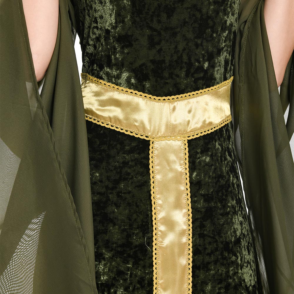 Damen Mittelalter Kleid mit Kapuze Halloween Karneval Cosplay Kleid