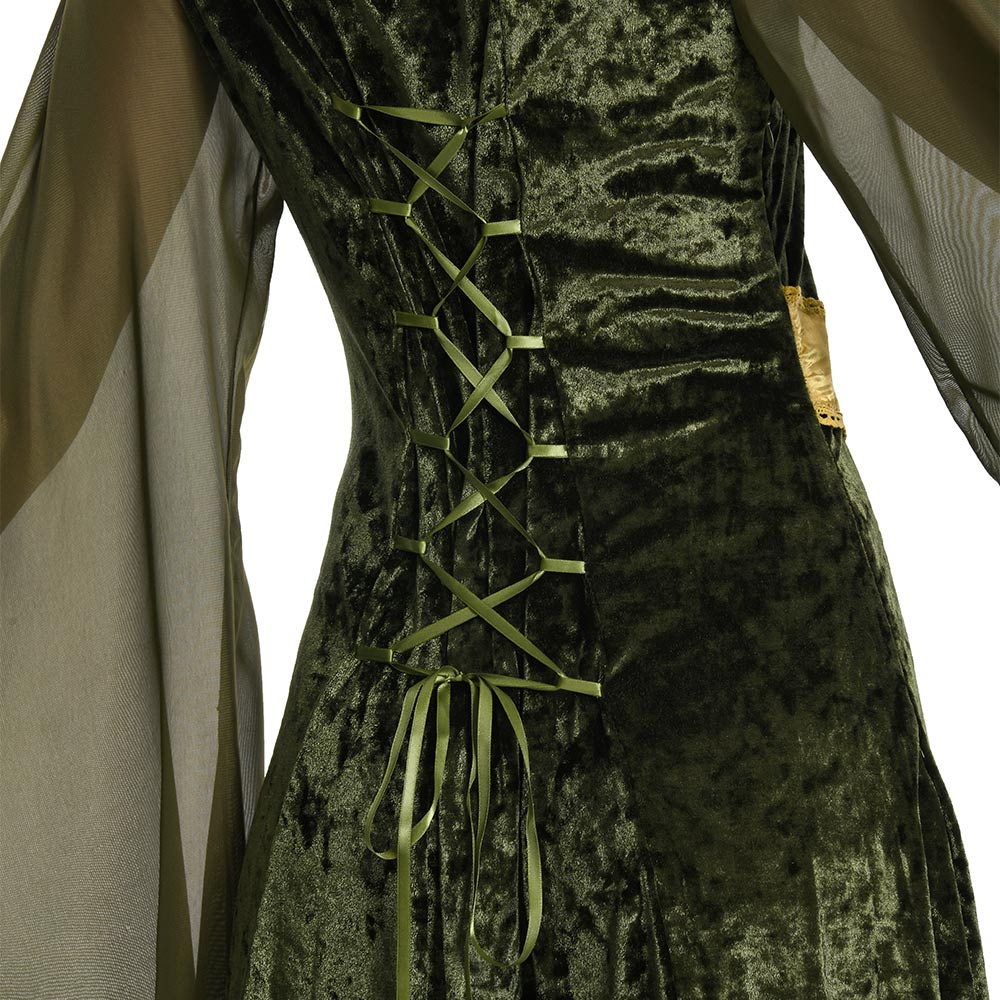 Damen Mittelalter Kleid mit Kapuze Halloween Karneval Cosplay Kleid