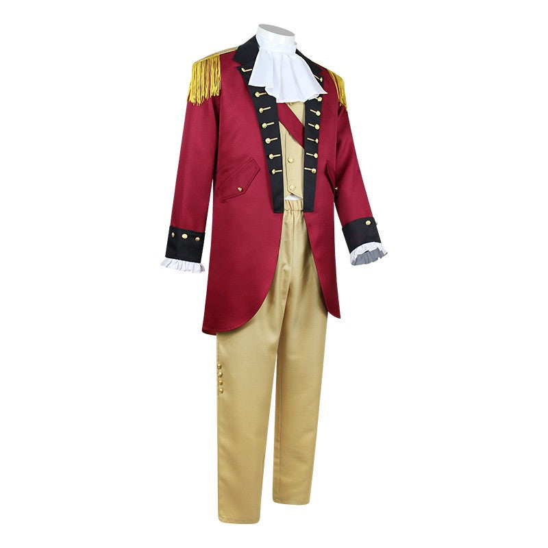 Herren George Washington Präsidenten-Cosplay-Kostüm, Kolonialrevolution-Design, Herren Party- und Bühnenshow-Kostüm