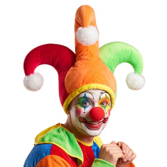 Clown Kostüm Set mit Dreieckhut und Roter Nase, Perfekt für Halloween, Karneval und Cosplay-Party