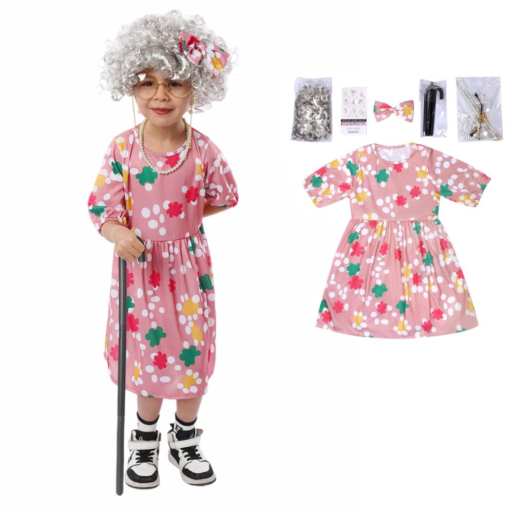 Kinder Welttag des Buches Opa Oma Großeltern Cosplay Kostüm Outfits Halloween Karneval Anzug
