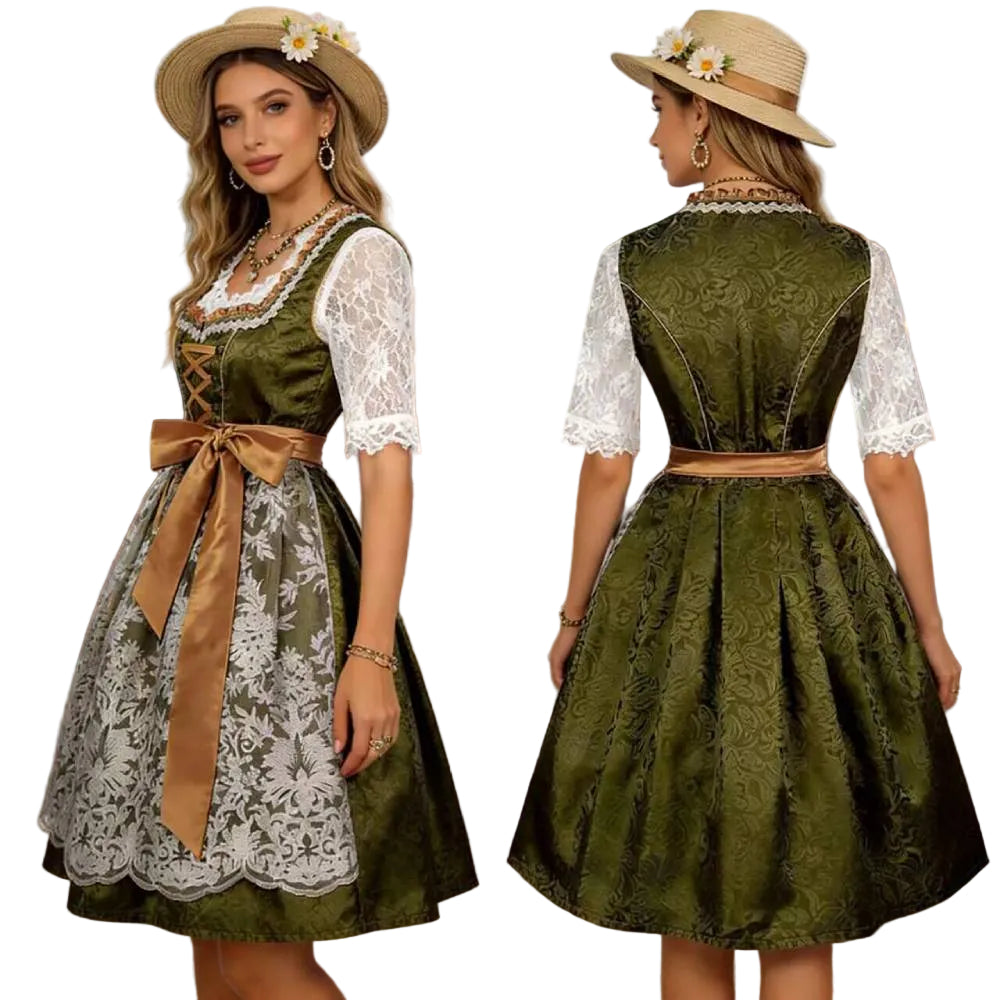 Damen grün Oktoberfest Kleid Cosplay Kostüm Outfits Halloween Faschingskostüm Münchner Bierfest