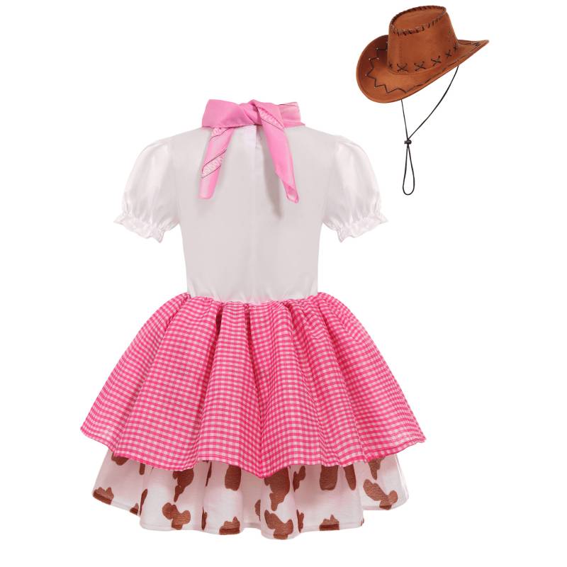 Kinder Kleid Western-Cowgirl-Rock für Mädchen – Halloween-Set aus rosa Jeansstoff – Festtags- und Party-Kostüm