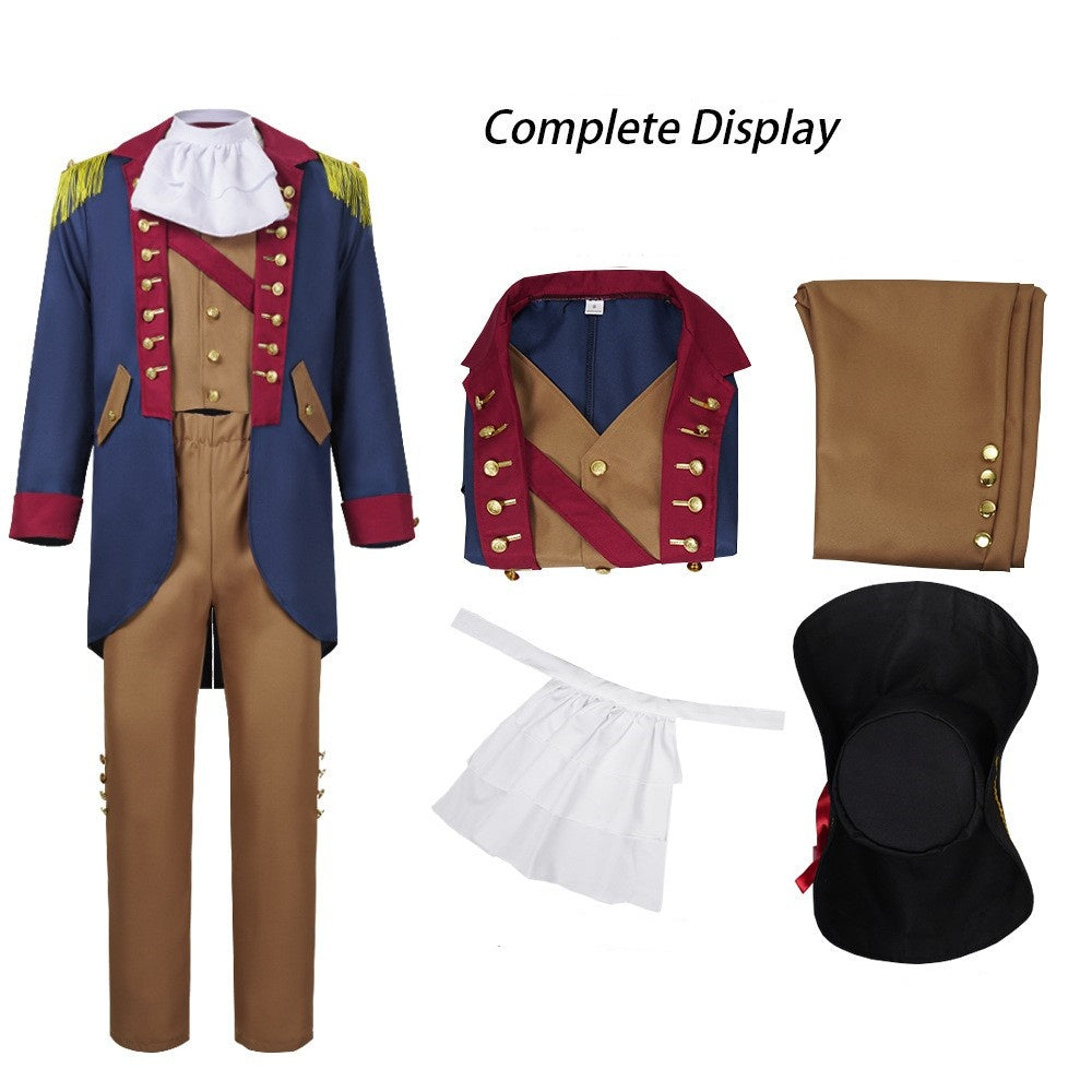 Herren George Washington Präsidenten-Cosplay-Kostüm, Kolonialrevolution-Design, Herren Party- und Bühnenshow-Kostüm