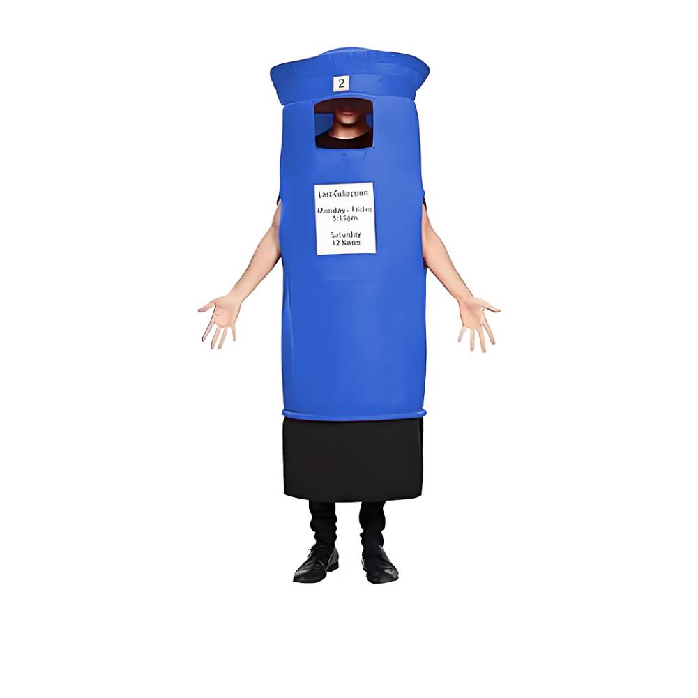 Kinder Blau Postboten Kostüm Briefkasten Kinderfest Halloween Kostüm
