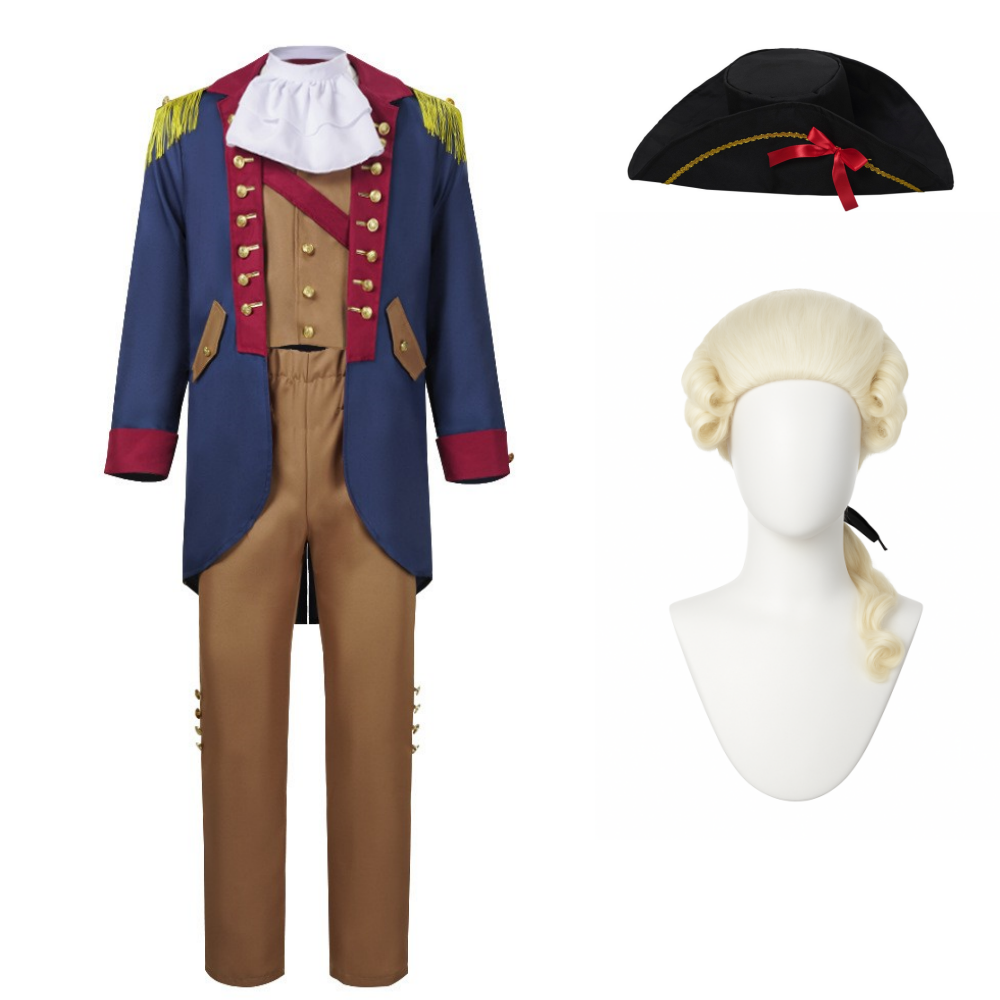 Herren George Washington Präsidenten-Cosplay-Kostüm, Kolonialrevolution-Design, Herren Party- und Bühnenshow-Kostüm