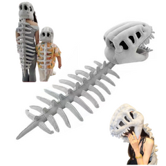 Lustiger Dinosaurier-Skelett-Kopfbedeckung Plüschtier für Erwachsene & Kinder – Perfekt für Cosplay, Karneval & Mottopartys