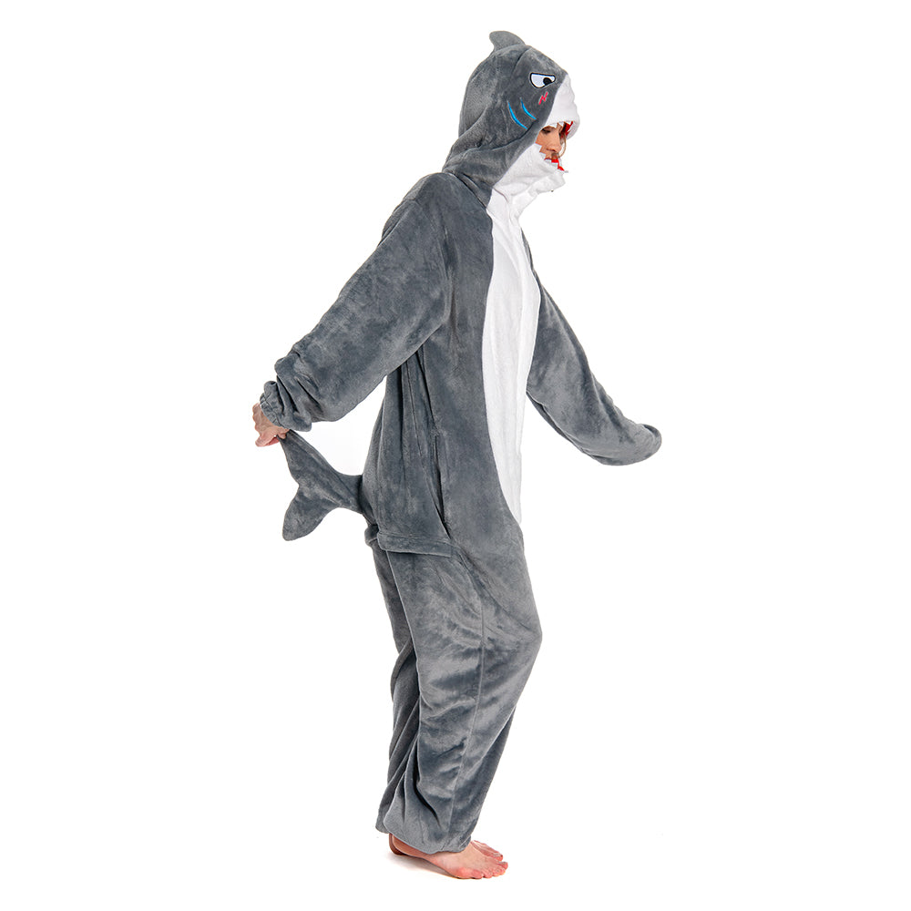 Erwachsene Unisex Hai Tierkostüm Schlafanzug einteiliger Pyjama