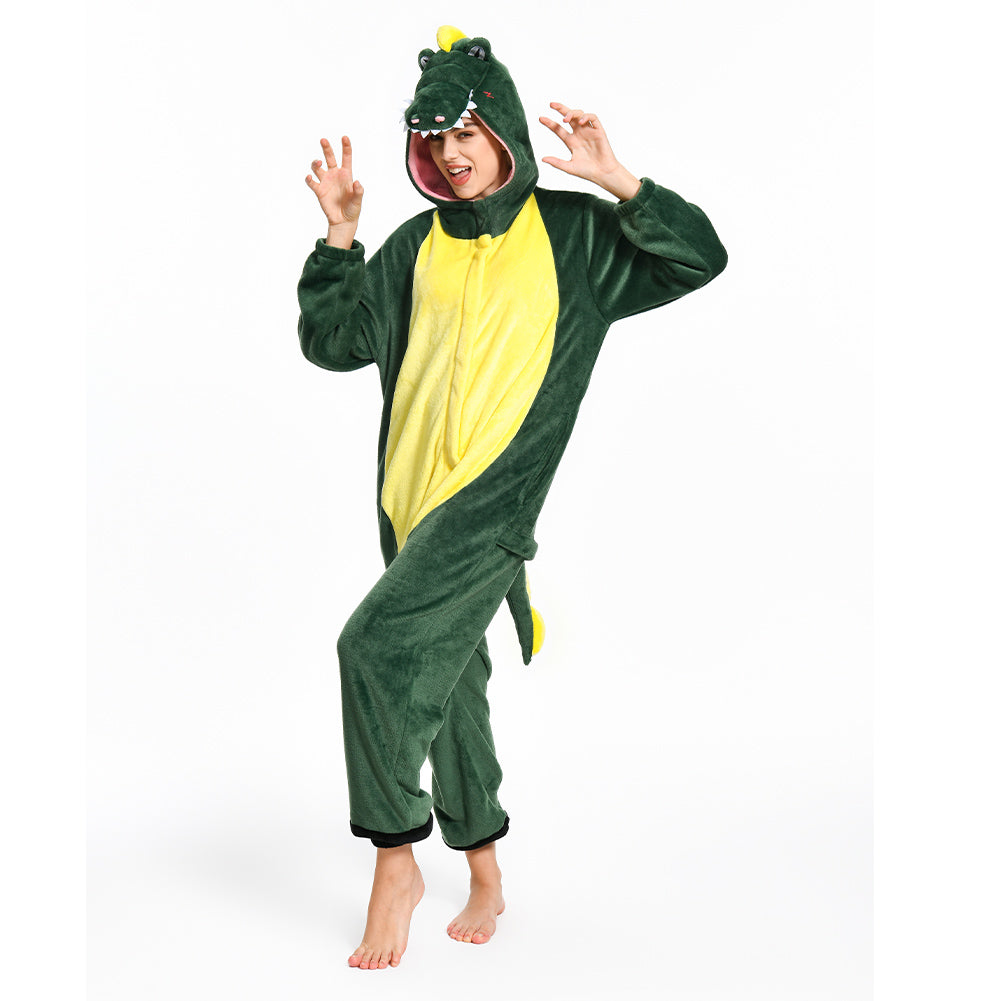 Erwachsene Unisex Krokodil Tierkostüm grün Schlafanzug einteiliger Pyjama