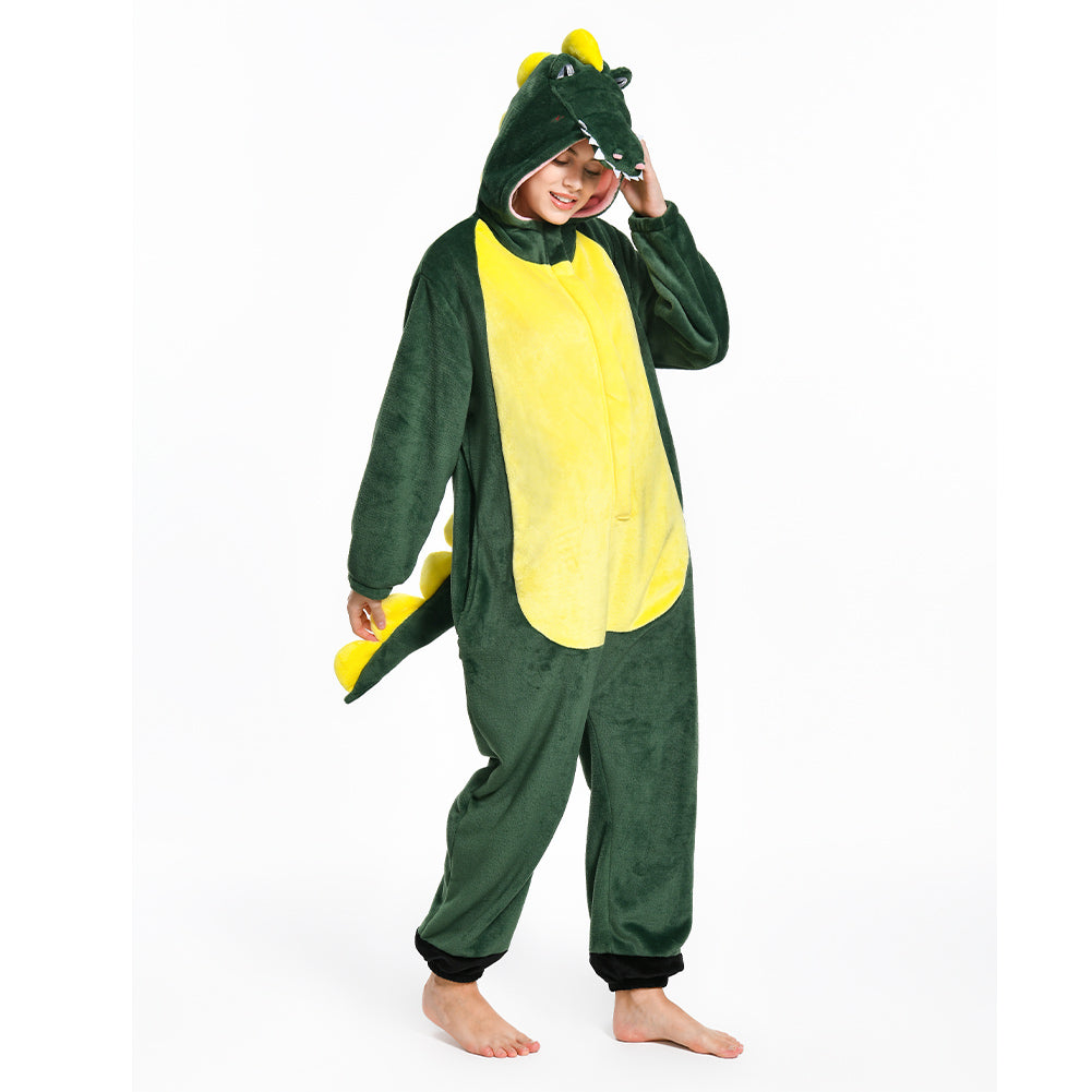 Erwachsene Unisex Krokodil Tierkostüm grün Schlafanzug einteiliger Pyjama
