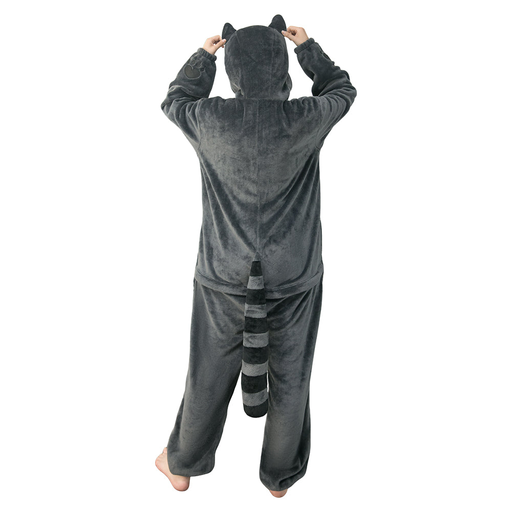 Erwachsene Unisex Waschbär Tierkostüm Schlafanzug einteiliger Pyjama