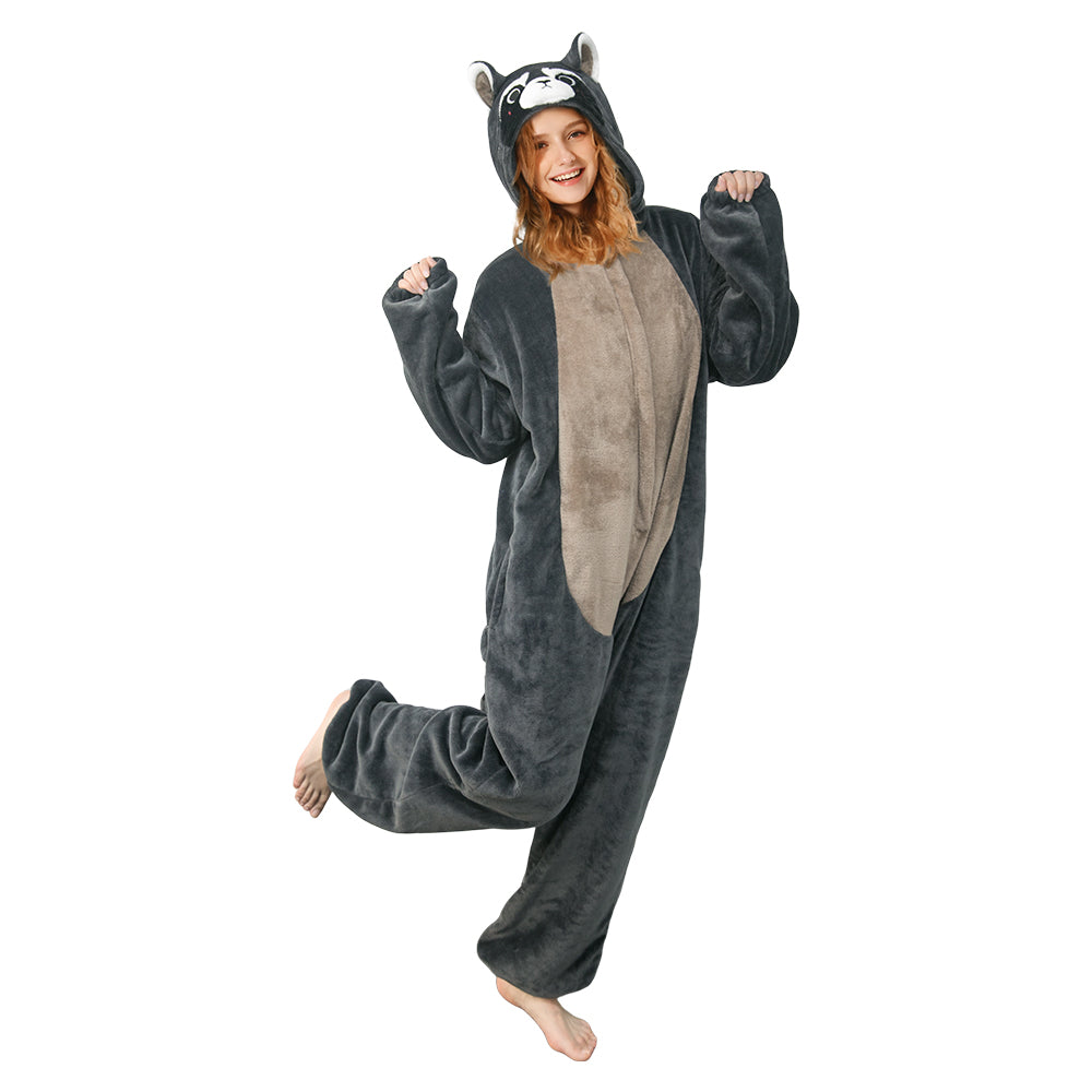 Erwachsene Unisex Waschbär Tierkostüm Schlafanzug einteiliger Pyjama