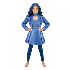 Kinder Mädchen blau Kleid Descendants Chloe Cosplay Kostüm - Perfekt für Halloween Karneval Mottoparty Convention