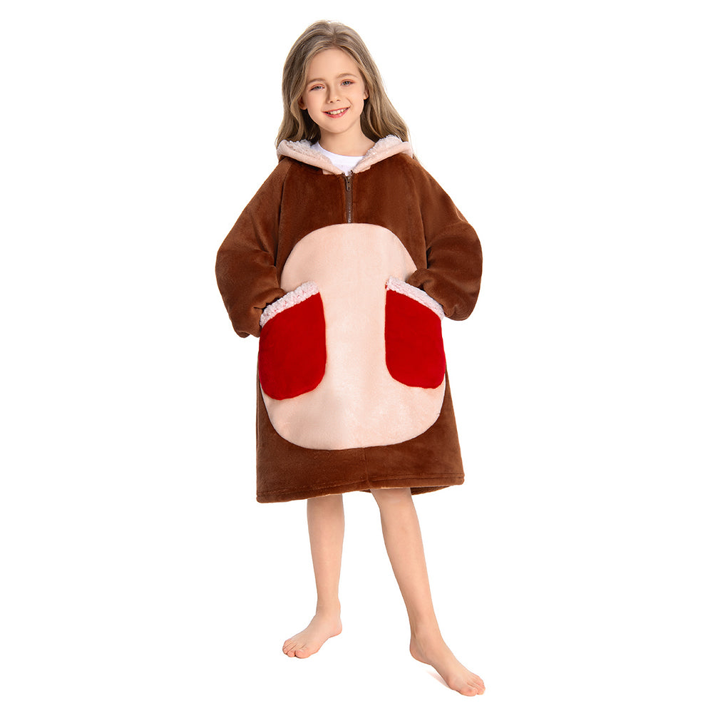 Kinder Rentier tragbar Decke mit Kapuze Reh Bambi Tiekostüm Homewear