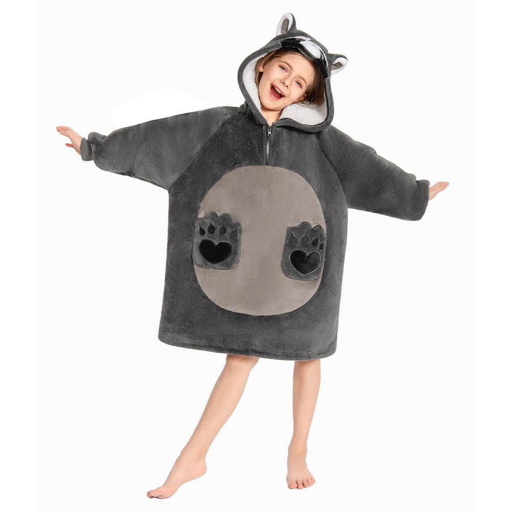 Kinder Waschbär tragbar Decke mit Kapuze Waschbär Robe Homewear