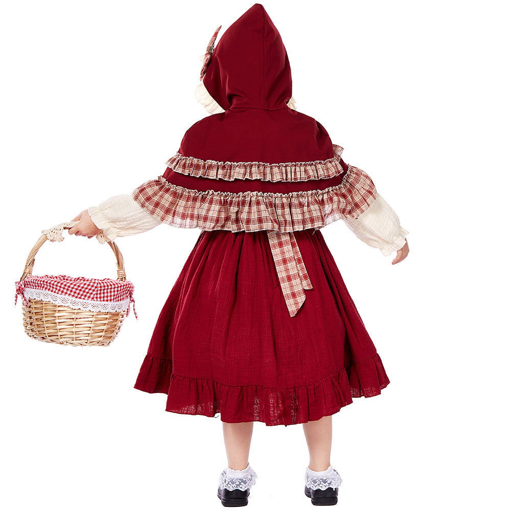 Kinder Rotkäppchen Mädchen Lolita Kleid Cosplay Kostüm Outfits Halloween Karneval Anzug