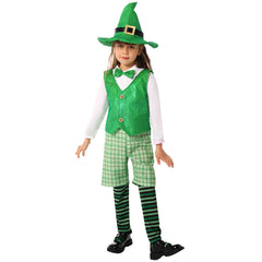 Kinder St. Patrick Cosplay Kostüm Grüne Brille Party Halloween Karneval cos Anzug