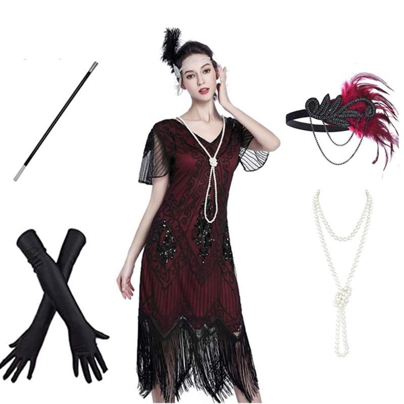 1920er Jahre Stil Charleston Kleid Damen Flapper Kleider Voller Pailletten Retro klassische Motto Party Damen Kostüm Kleid