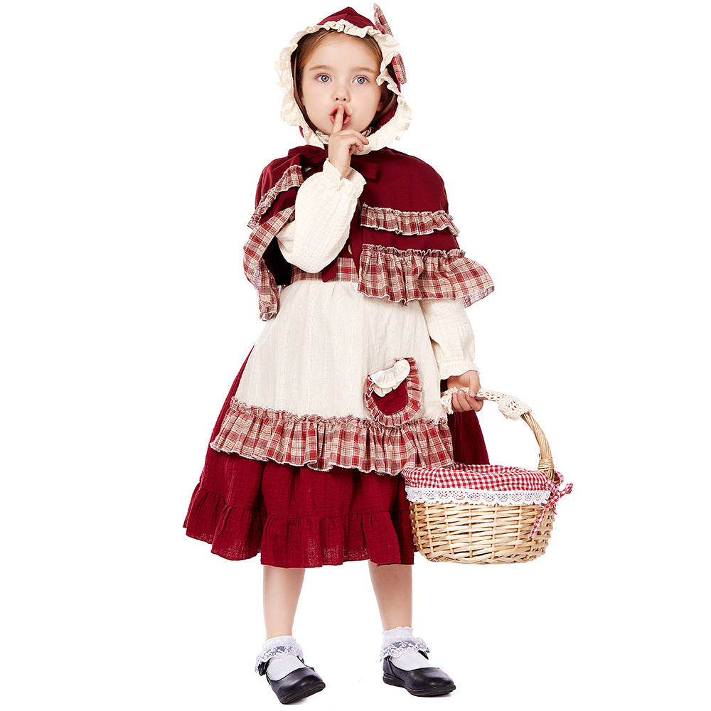 Kinder Rotkäppchen Mädchen Lolita Kleid Cosplay Kostüm Outfits Halloween Karneval Anzug