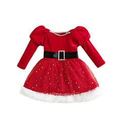 2024 Kinder Mädchen Weihnachtskleid Mädchen Prinzessinnenkleid und Schleife
