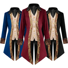Herren Cosplay Kostüm Halloween Karneval Party Anzug Weinrot Steampunk Mittelalterliche Jacke Gothic Viktorianischer bridgeton Herren Mantel
