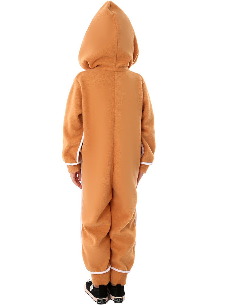 Kinder Flanell Pyjama im Lebkuchenmann Design - Weihnachts Cosplay Kostüm für Aufführungen