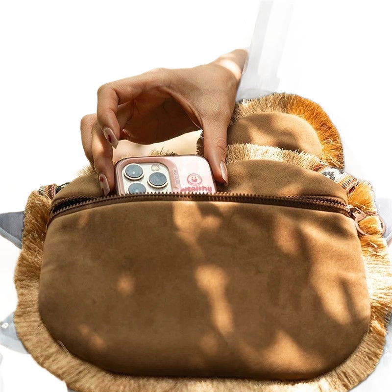 Exklusive Tigerkopf-Umhängetasche – Chinesische Kulturtasche mit handwerklichem Stickerei-Design
