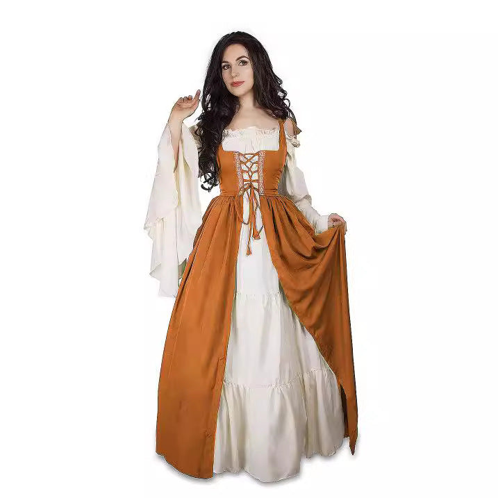 Kinder Mädchen quadratischer Kragen Mittelalter Renaissance Retro Kleid Cosplay Kostüm Mittelalterkleid  Outfits Halloween Karneval Anzug