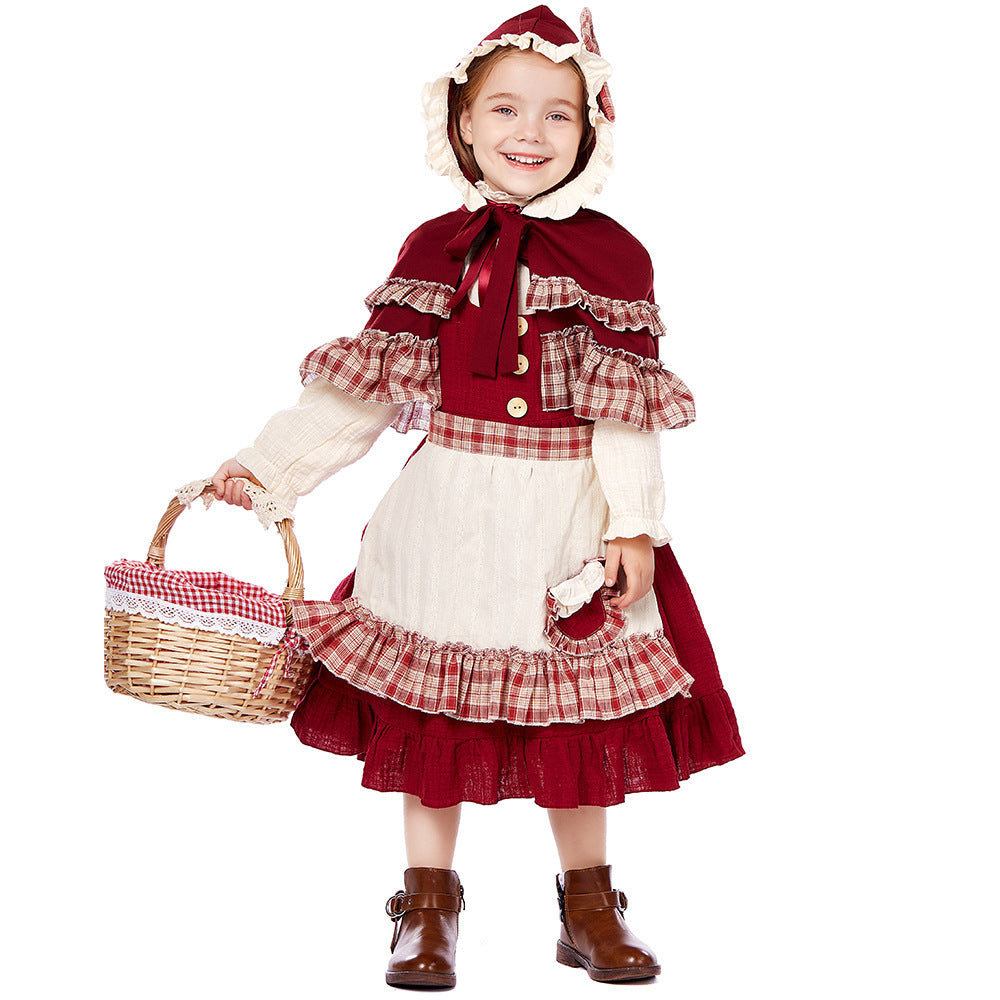 Kinder Rotkäppchen Mädchen Lolita Kleid Cosplay Kostüm Outfits Halloween Karneval Anzug