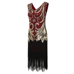 1920er Pailletten-Perlen-Fransenkleid Retro 1920er Jahre Stil Charleston Kleid klassische Motto Party Damen Kostüm Kleid