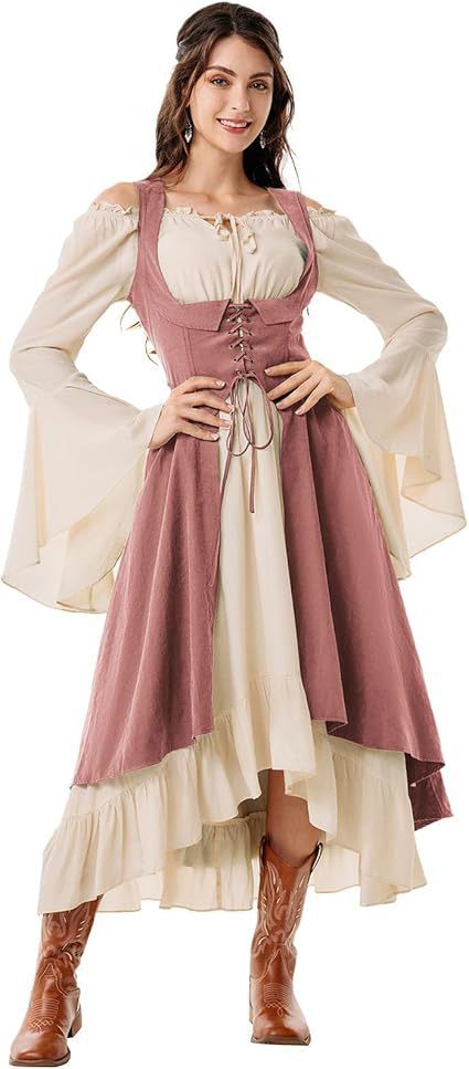 Damen Renaissance Kostüme Mittelalterliche Piratenkleider Cosplay Kostüm Halloween Karneval Party Anzug