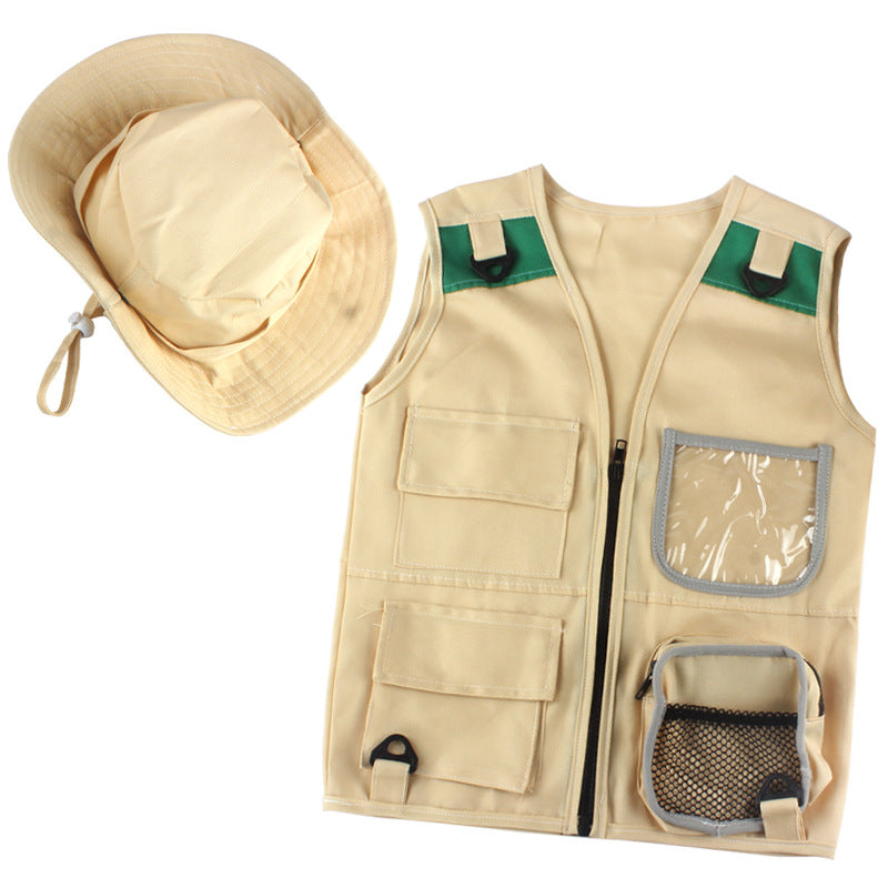 Kinder Safari Kostüm Jacke‌ Hut Karneval-Klamotten Dschungel-Kostüm Wildhüter Kostüm