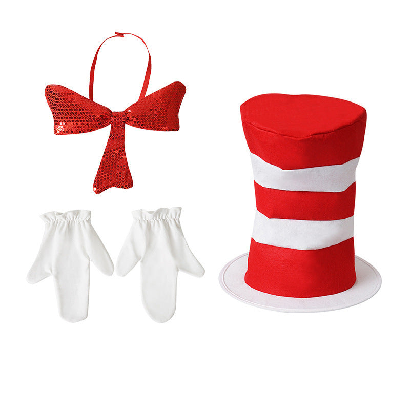 Halloween Dr. Seuss Hut: Rot-Weiß Gestreifter Hoher Hut für Cosplay, Party & Bühne